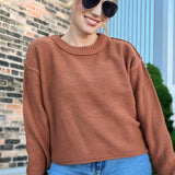 Cropped Oversized Knit Sweater Rust