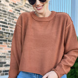 Cropped Oversized Knit Sweater Rust