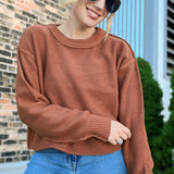 Cropped Oversized Knit Sweater Rust