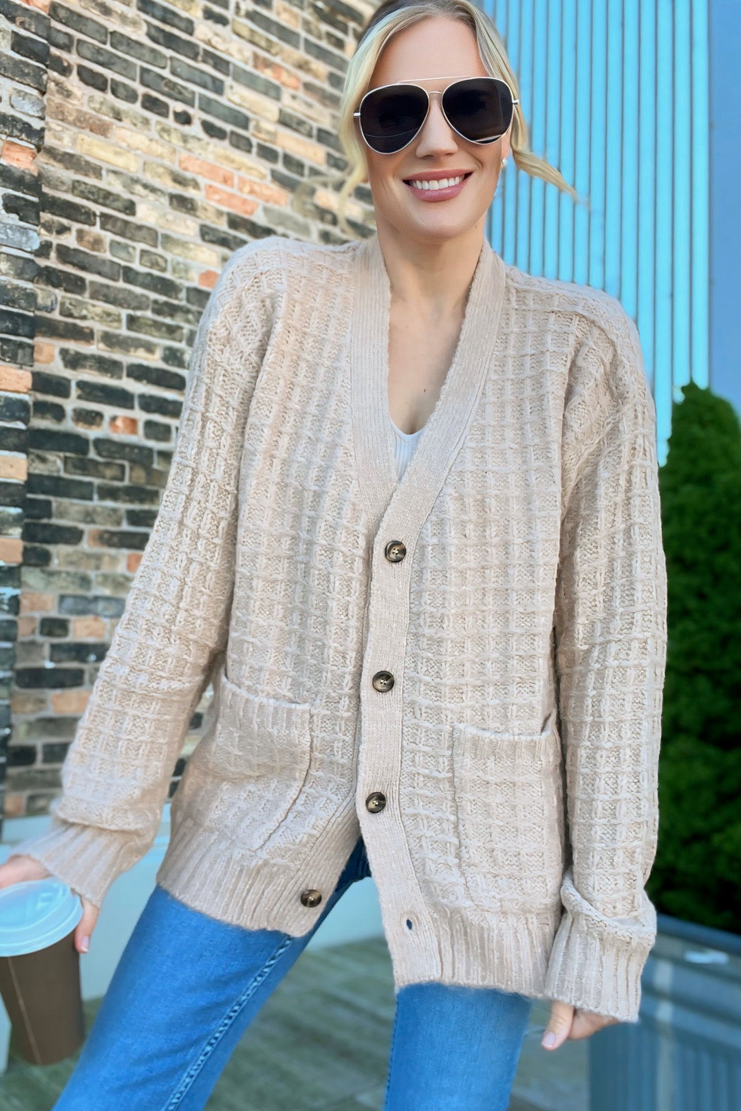 Soft Oversized Taupe Cardigan