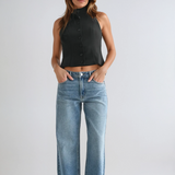 High Rise Full Length Straight Jeans