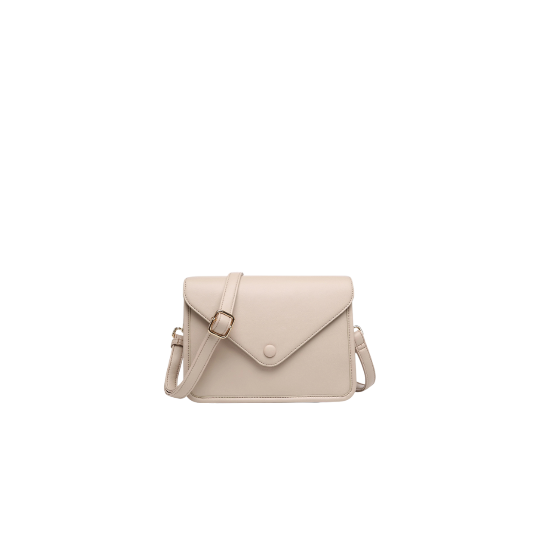 Beige handbag on a white background