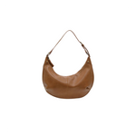 Brown leather handbag on a white background