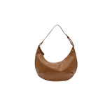 Brown leather handbag on a white background