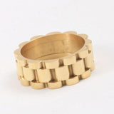 Gold Lineage Ring by ALCO, a stylish jewelry accessory featuring a sleek design and polished finish.