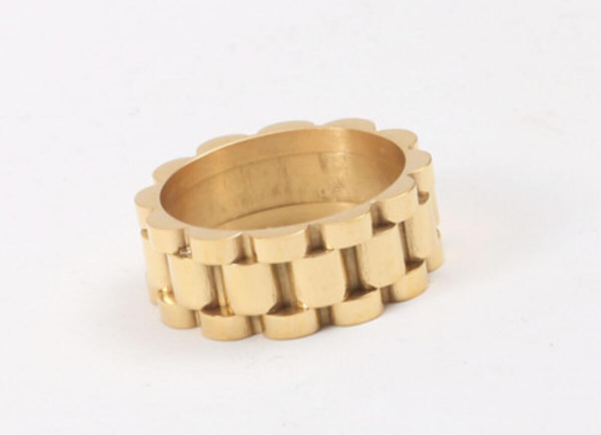 Gold Lineage Ring by ALCO, a stylish jewelry accessory featuring a sleek design and polished finish.