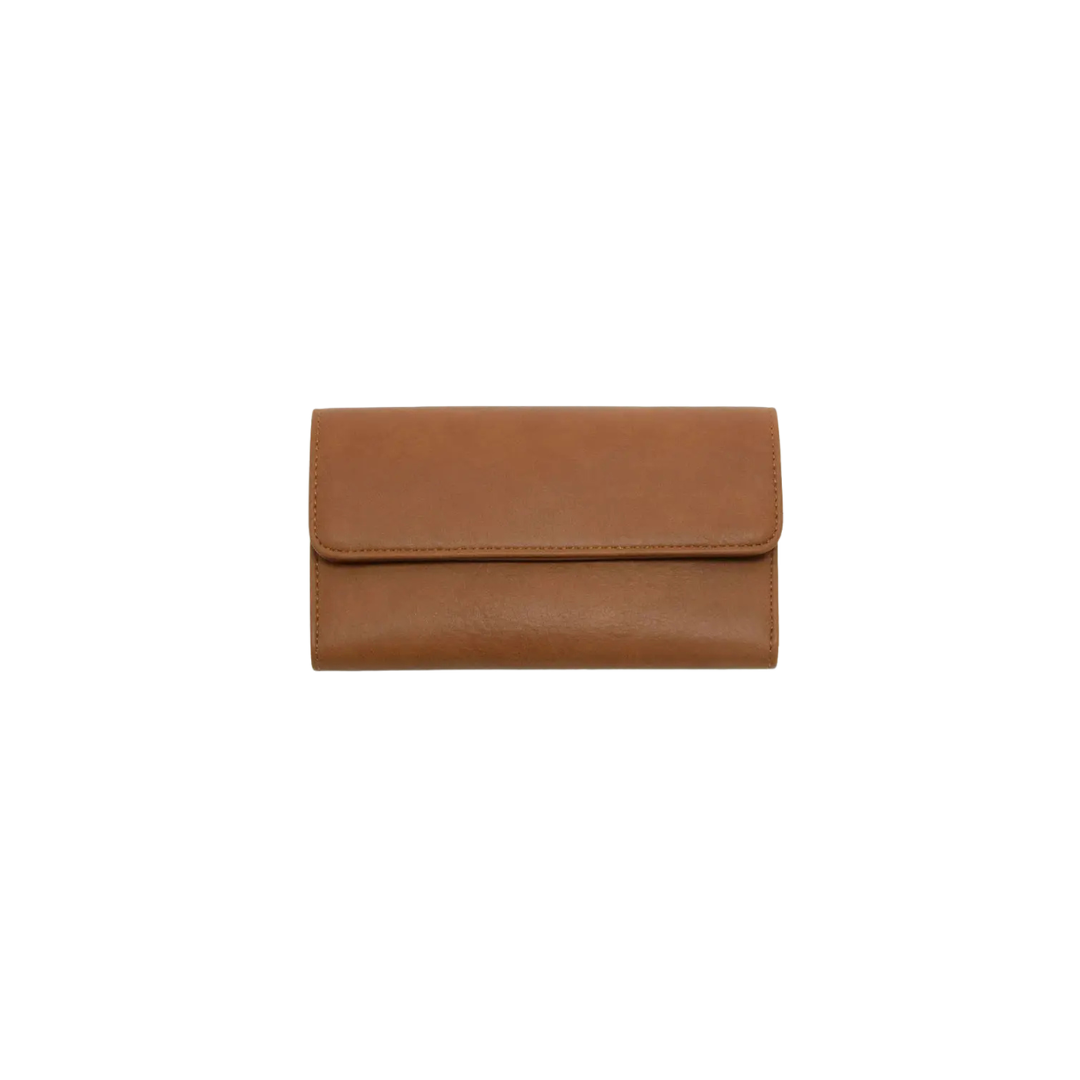 Brown leather wallet on a white background