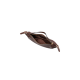 Brown leather handbag on a white background