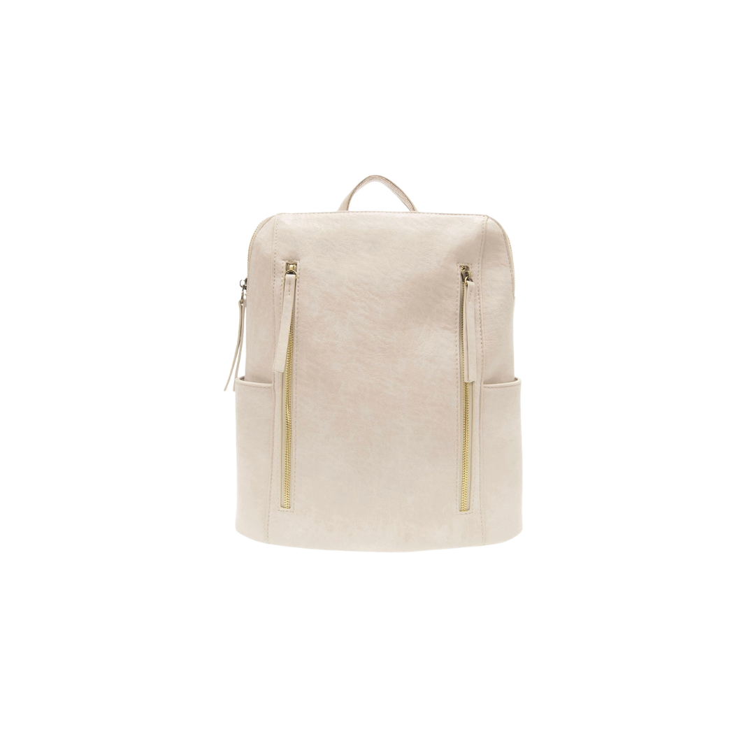 Beige backpack on a white background