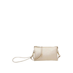 Jen & Co Riley gold crossbody and wristlet bag with sleek design, perfect for accessories and everyday use