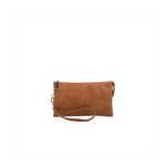 Brown Jen & Co Riley crossbody and wristlet bag with adjustable strap and compact design, perfect for everyday accessories.