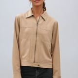 Suede Collared Zip Up Jacket