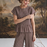 Smocked Peplum Short Sleeve Top