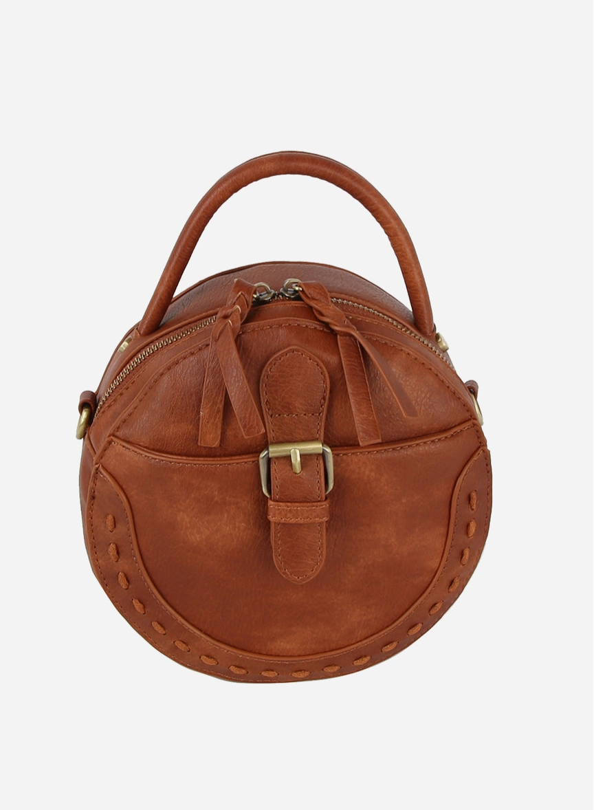 Circle Shoulder Crossbody Bag Purse Brown