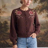 Floral Embroidered Knit Cardigan