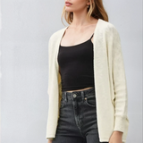 Open Front Cotton Cardigan Natural
