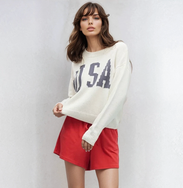 USA Knit Sweater Cream