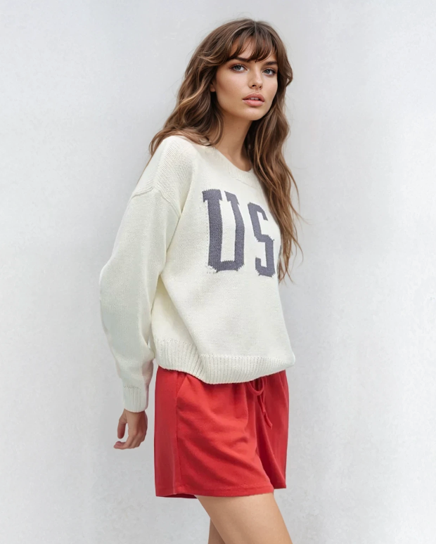 USA Knit Sweater Cream