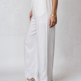 Eyelet Detail Linen Pants