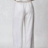 Eyelet Detail Linen Pants