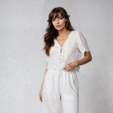 Eyelet Detail Linen Shirt