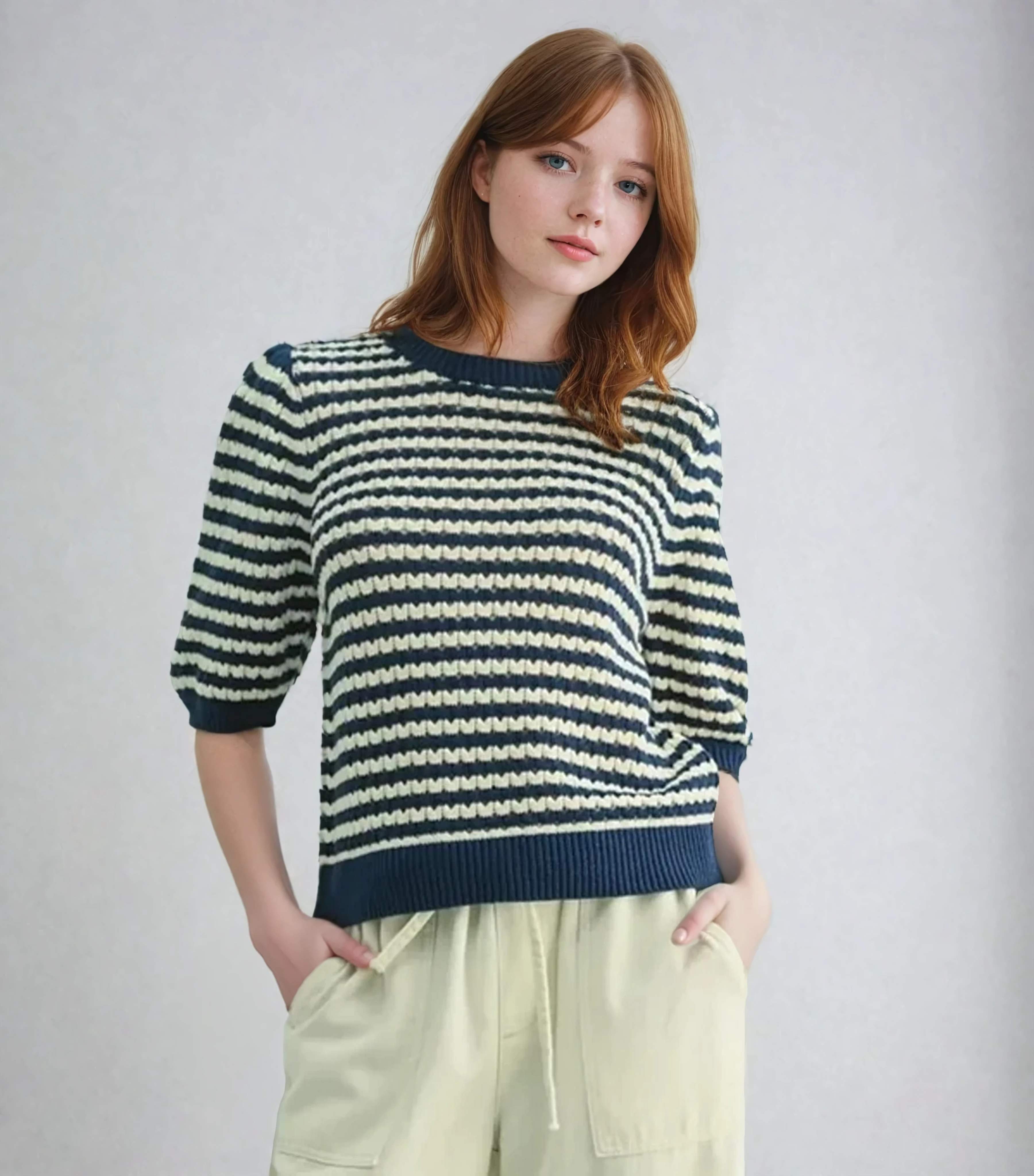 Striped Crochet Sweater Top
