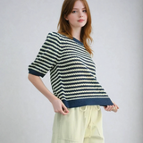 Striped Crochet Sweater Top