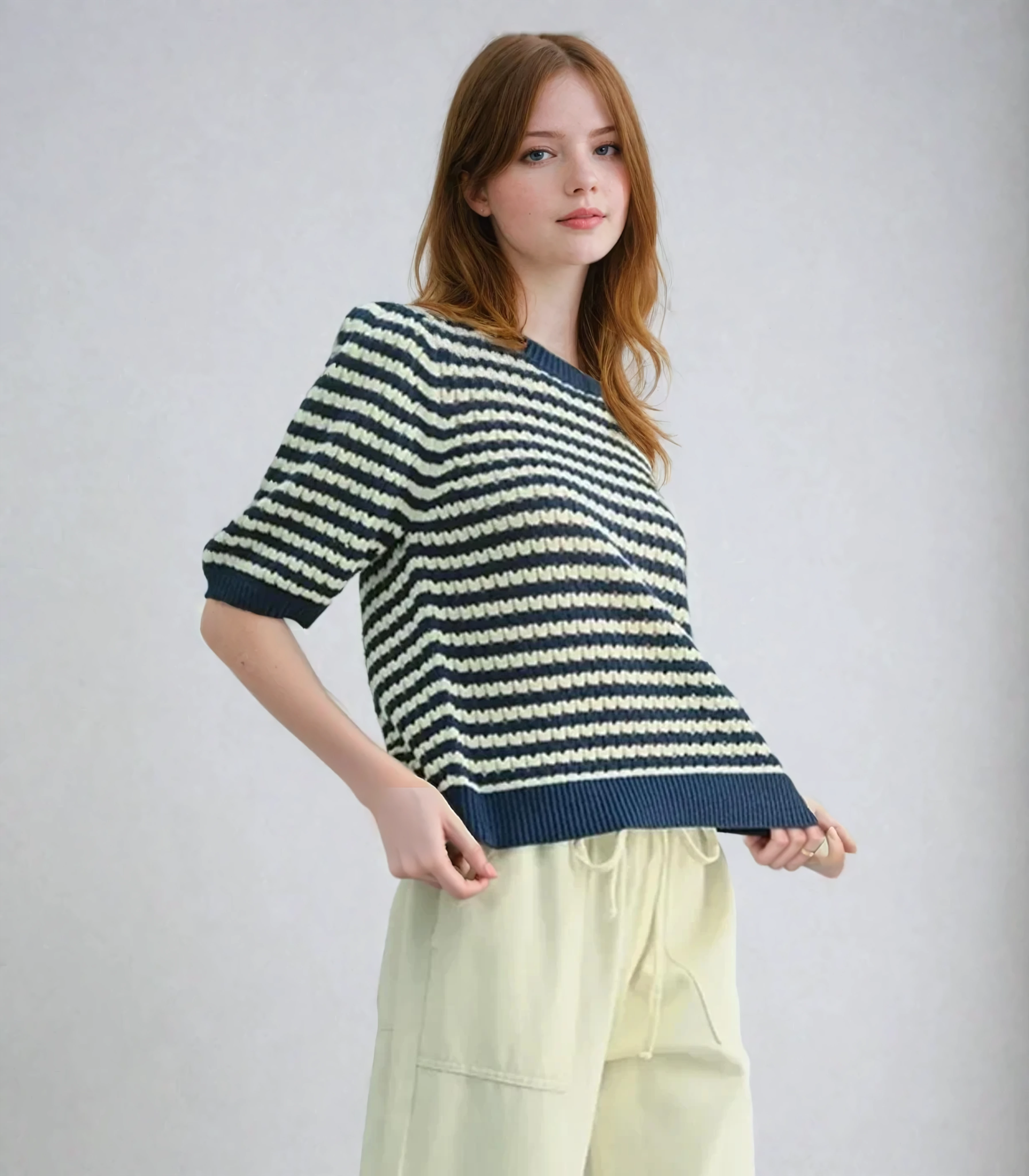 Striped Crochet Sweater Top