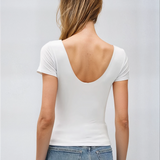 Basic Scoop Neck Top Off White
