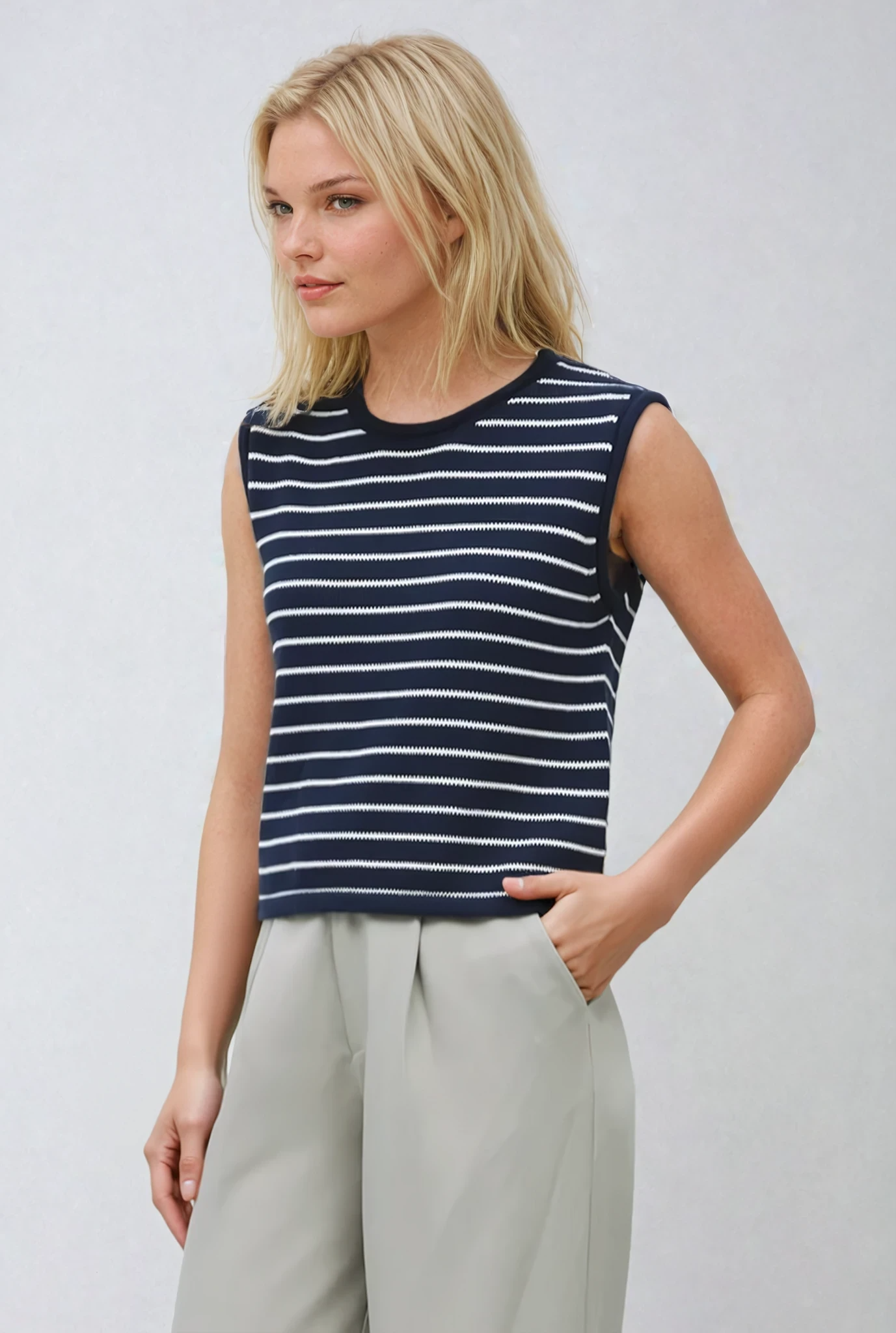 Striped Knit Sweater Tank