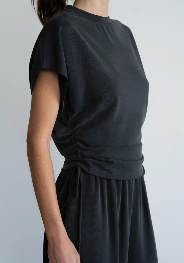Side Ruching Top Charcoal