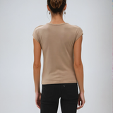 Ribbed Cap Sleeve Tee Dark Taupe