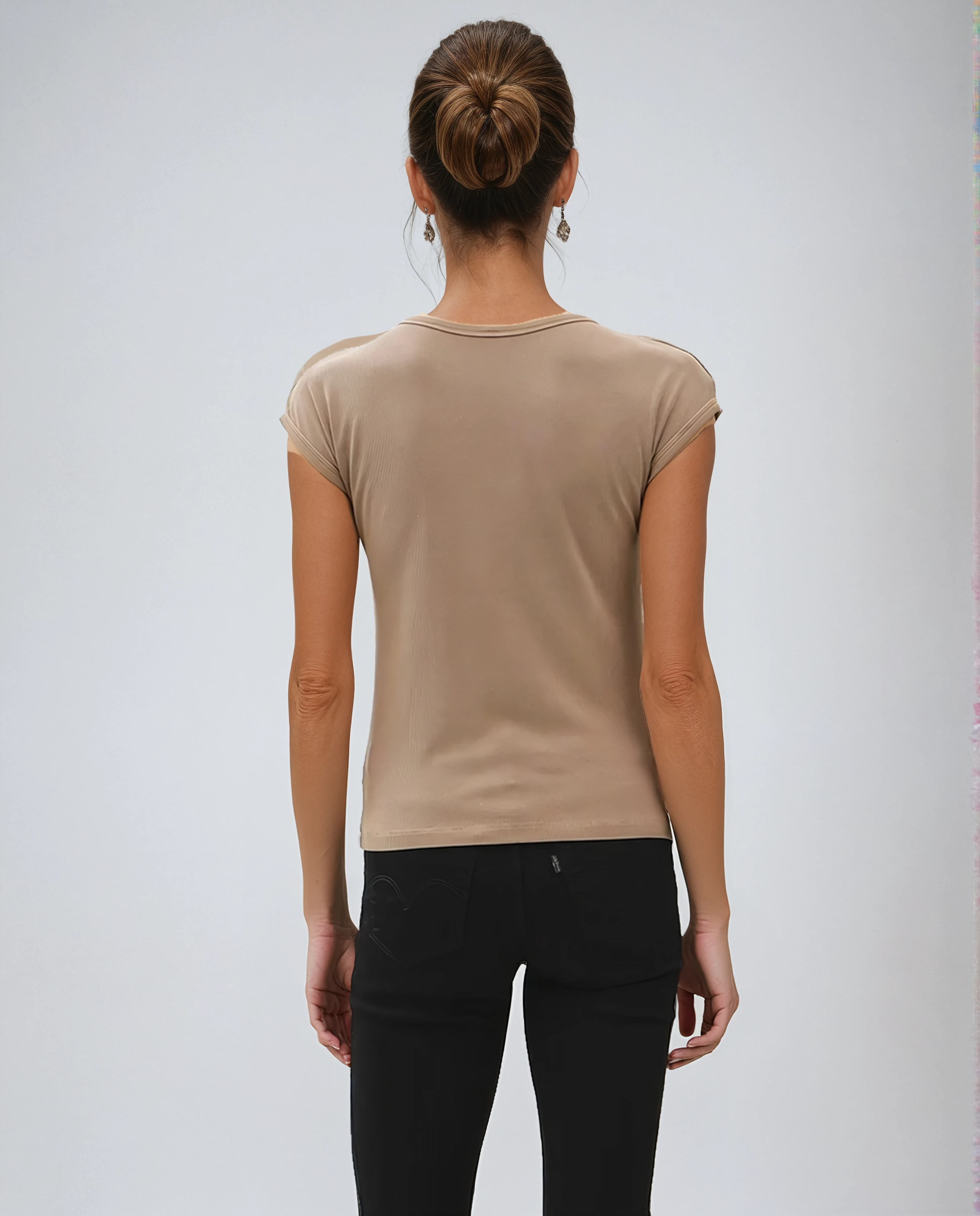 Ribbed Cap Sleeve Tee Dark Taupe