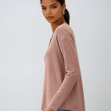 Hacci Long Sleeve Henley Top Marsala