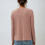 Hacci Long Sleeve Henley Top Marsala