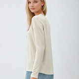 Hacci Long Sleeve Henley Top Oatmeal