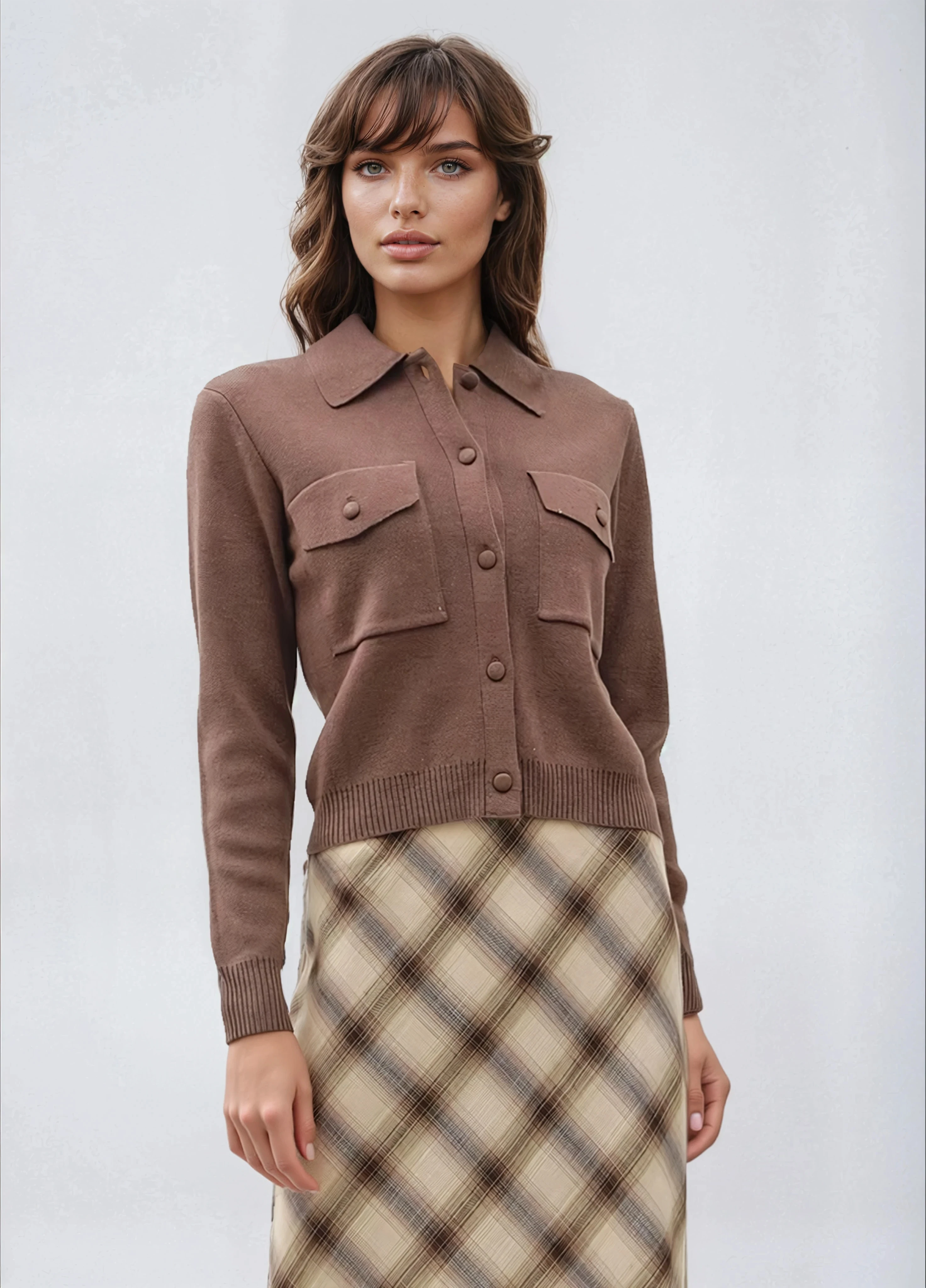 Cropped Sweater Button Up