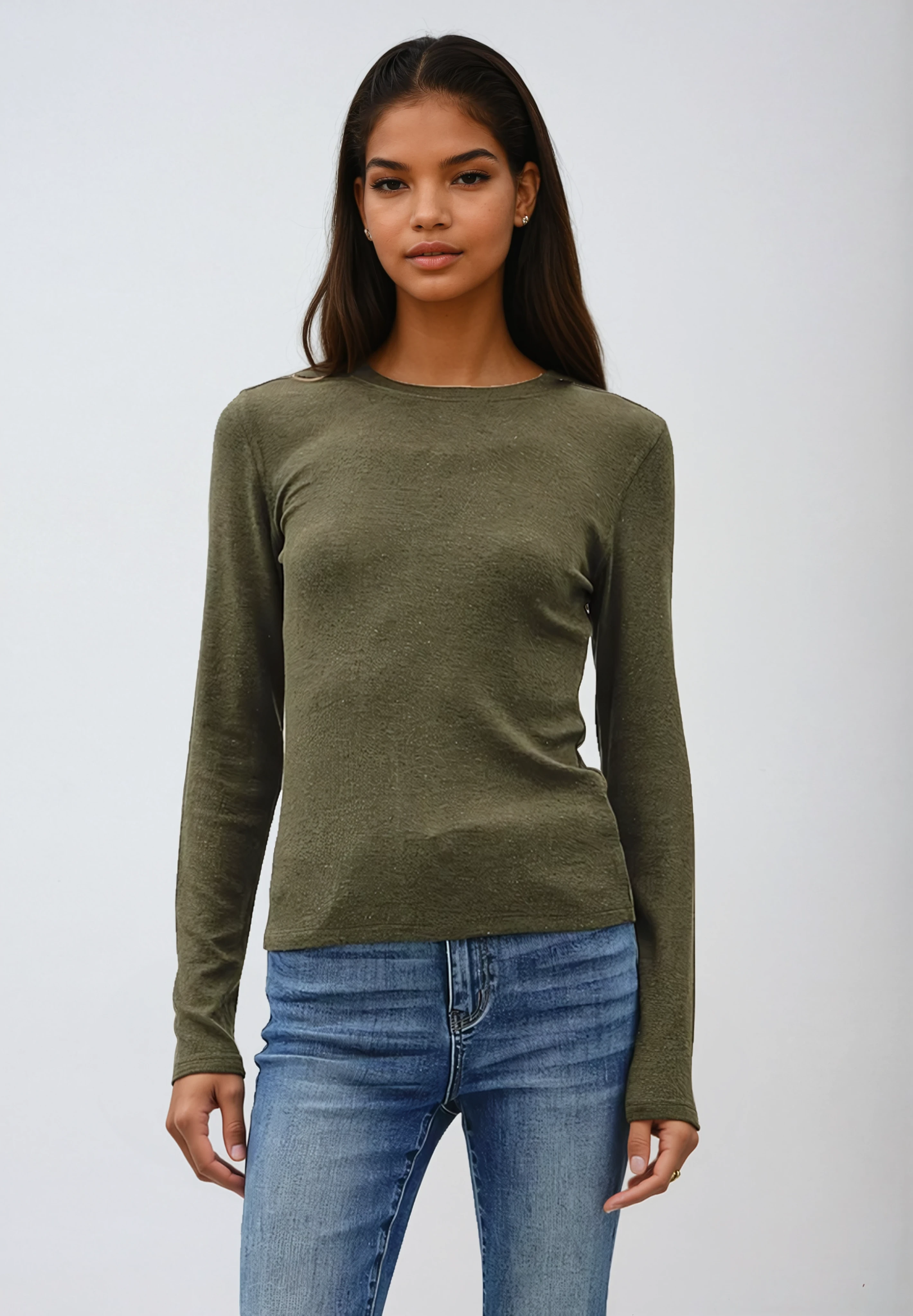 Ribbed Crew Neck Long Sleeve
