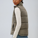 Suede-Like Puffer Vest Olive
