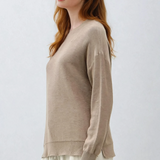 Drop Shoulder Sweater Top Heather Mocha