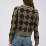 Wool Blend Argyle Cardigan