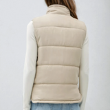 Suede-Like Puffer Vest Beige