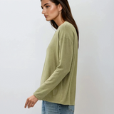 Hacci Long Sleeve Henley Top Sage
