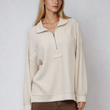 Half Zip Waffle Knit Top