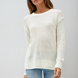 Round Neck Boyfriend Sweater White