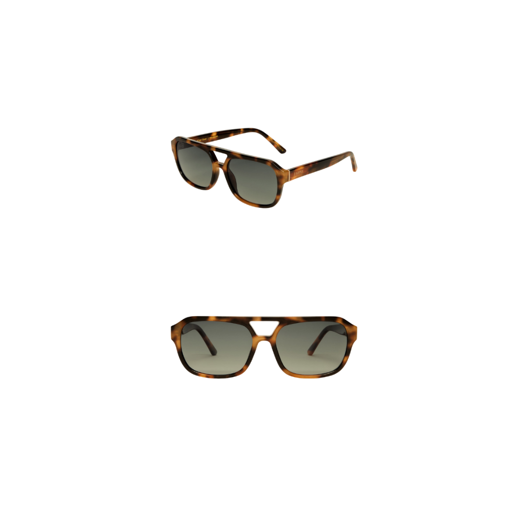 Tortoiseshell sunglasses on a white background