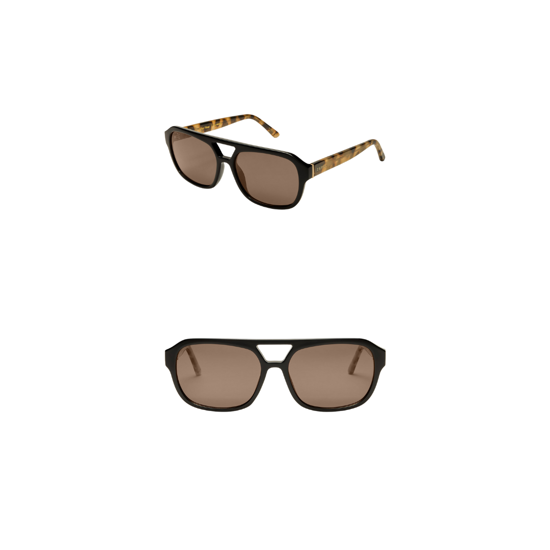 Two pairs of sunglasses on a white background