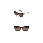 Pair of sunglasses with tortoiseshell frame and gradient lenses on a white background