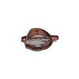 Brown leather handbag on a white background