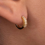 Gold Grace Huggies earrings by ALCO featuring sleek, minimalist hoop design perfect for everyday jewelry.